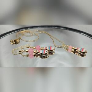 Handmade Gold Stainless Steel Colorful Fish Necklace & Earrings Set